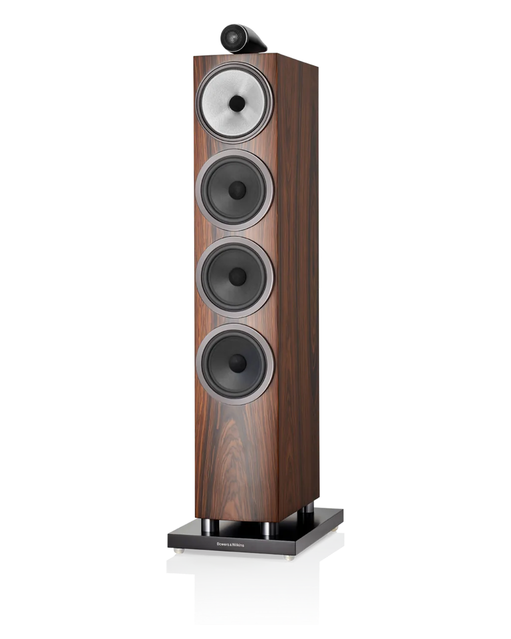 Caixa acústica de chão Bowers & Wilkins 702 S3 no acabamento Mocha, com o tweeter em cima do gabinete
